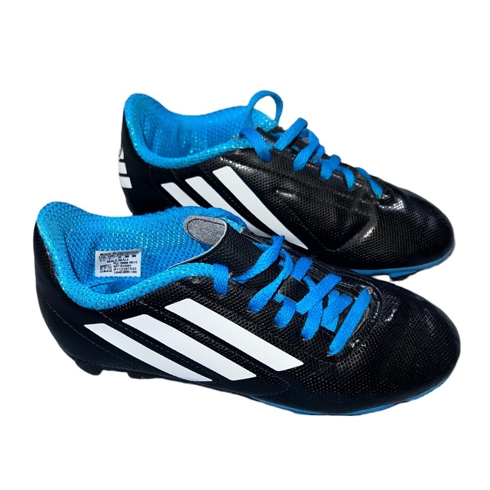Adidas Youth Soccer Cleats Black Blue Size 1.5 US Boys FG Soccer Cleats